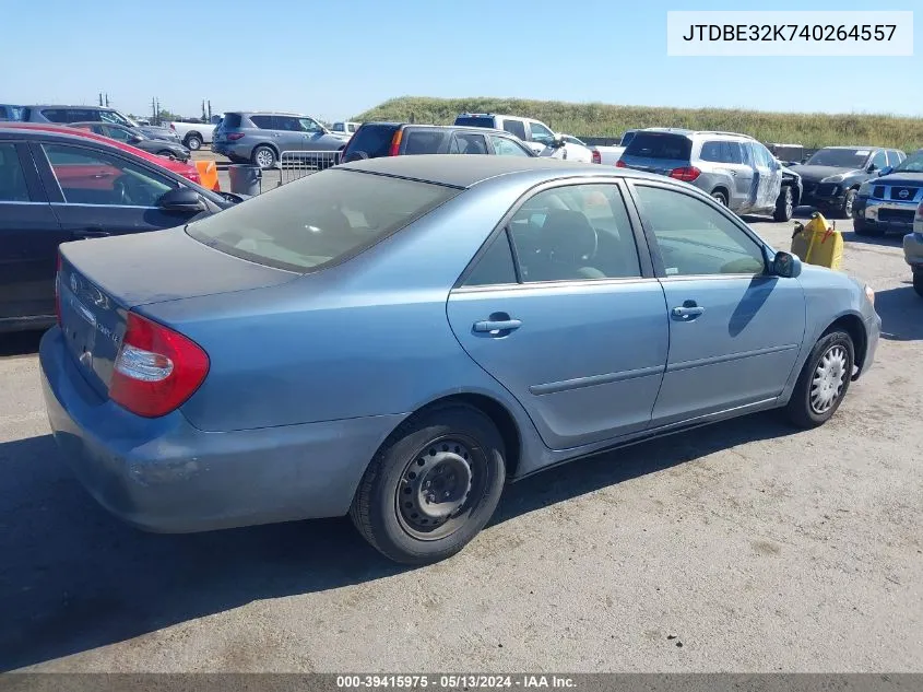 2004 Toyota Camry Le VIN: JTDBE32K740264557 Lot: 39415975