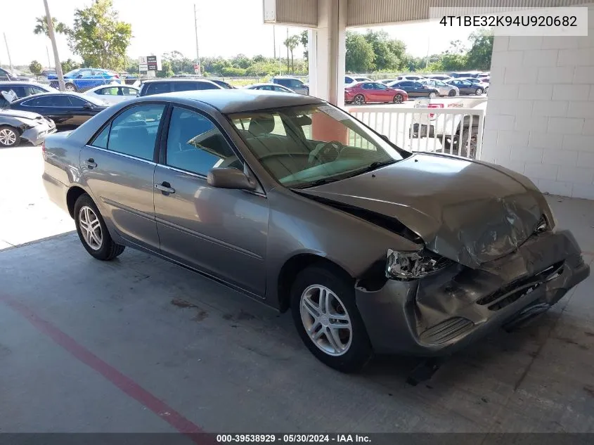 2004 Toyota Camry Std VIN: 4T1BE32K94U920682 Lot: 39538929