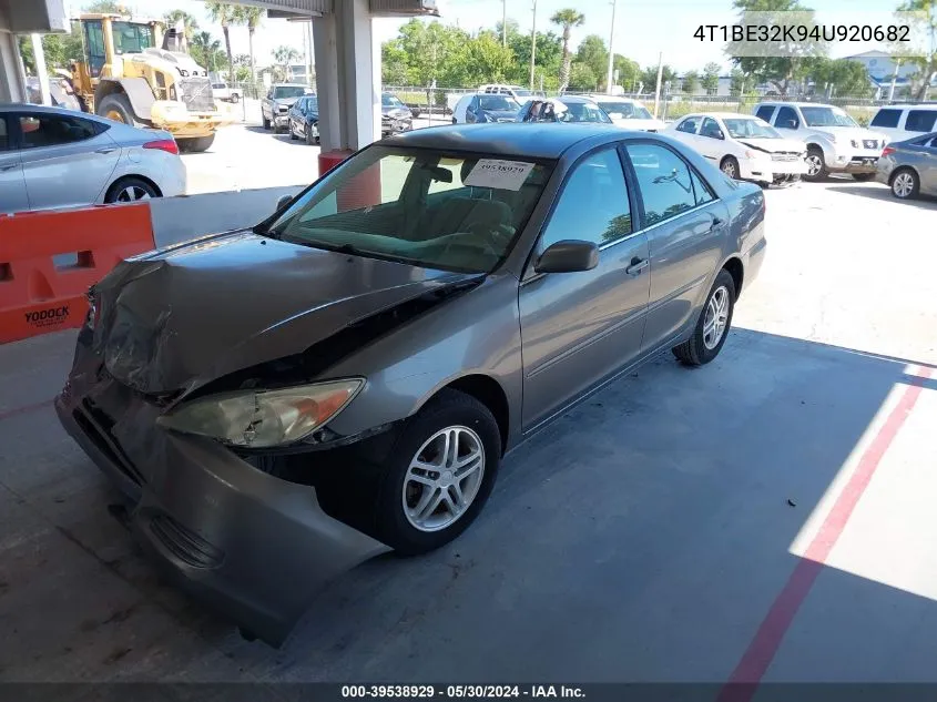 2004 Toyota Camry Std VIN: 4T1BE32K94U920682 Lot: 39538929