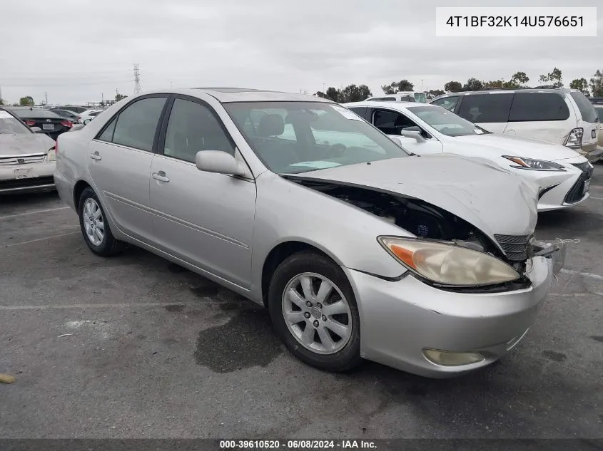 2004 Toyota Camry Xle V6 VIN: 4T1BF32K14U576651 Lot: 39610520