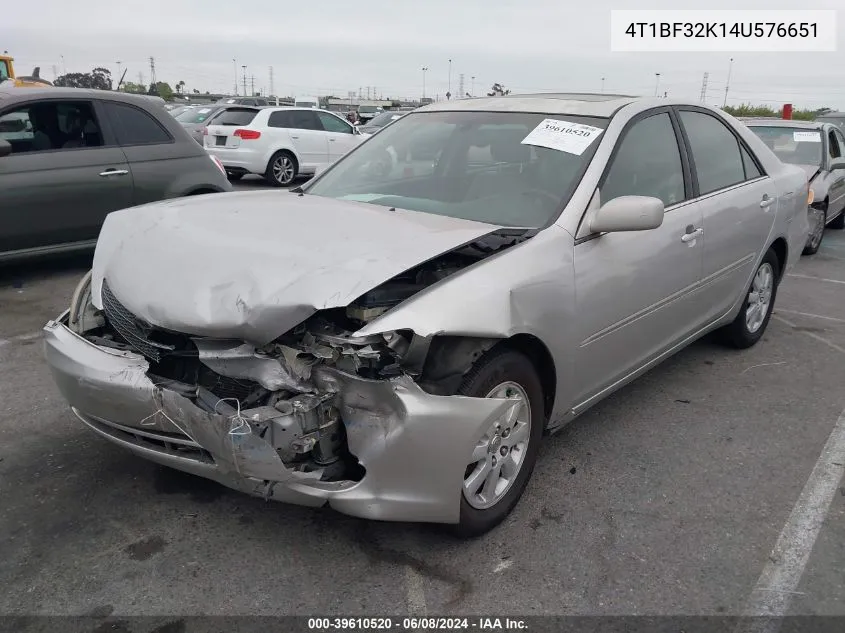 4T1BF32K14U576651 2004 Toyota Camry Xle V6