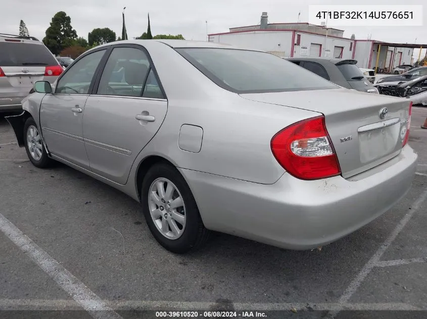 2004 Toyota Camry Xle V6 VIN: 4T1BF32K14U576651 Lot: 39610520