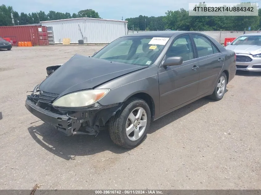 2004 Toyota Camry Le VIN: 4T1BE32K14U884342 Lot: 39616742