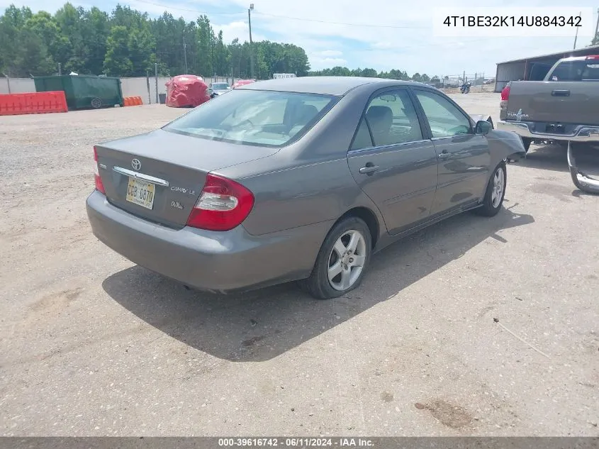 2004 Toyota Camry Le VIN: 4T1BE32K14U884342 Lot: 39616742