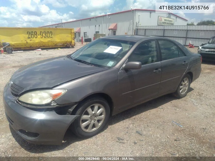 2004 Toyota Camry Xle VIN: 4T1BE32K14U915766 Lot: 39629440