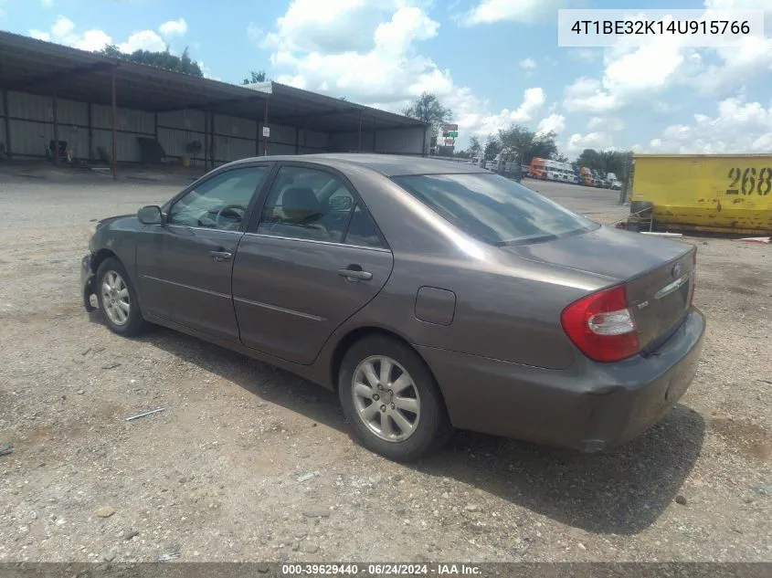 2004 Toyota Camry Xle VIN: 4T1BE32K14U915766 Lot: 39629440