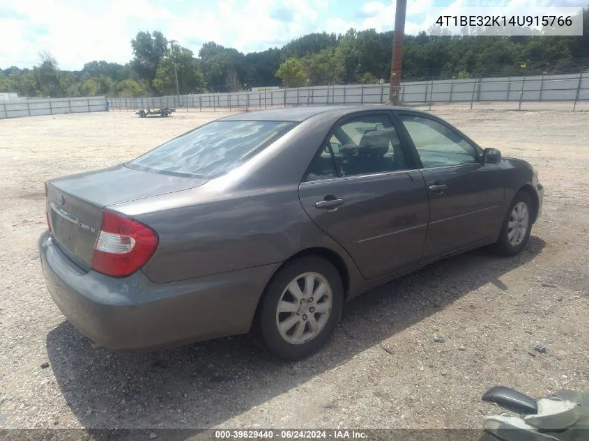 2004 Toyota Camry Xle VIN: 4T1BE32K14U915766 Lot: 39629440