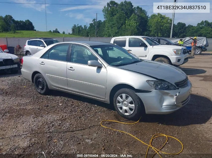 2004 Toyota Camry Le VIN: 4T1BE32K34U837510 Lot: 39700404