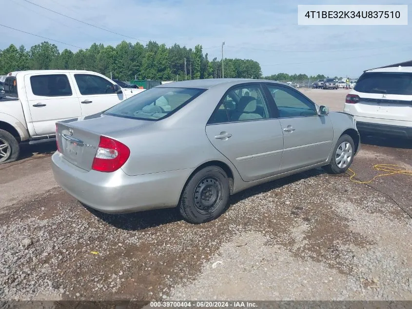 2004 Toyota Camry Le VIN: 4T1BE32K34U837510 Lot: 39700404