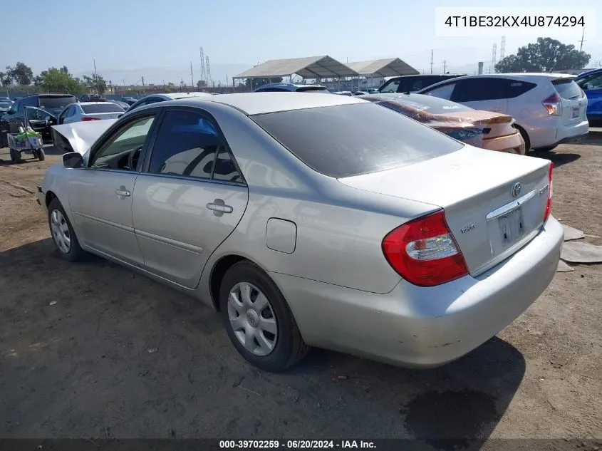 2004 Toyota Camry Le VIN: 4T1BE32KX4U874294 Lot: 39702259