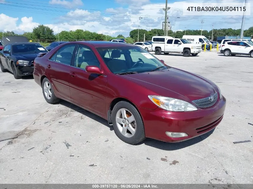 4T1BA30K04U504115 2004 Toyota Camry Se V6