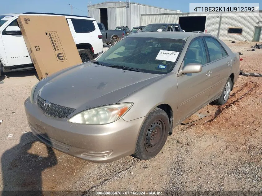 2004 Toyota Camry Le VIN: 4T1BE32K14U912592 Lot: 39856478