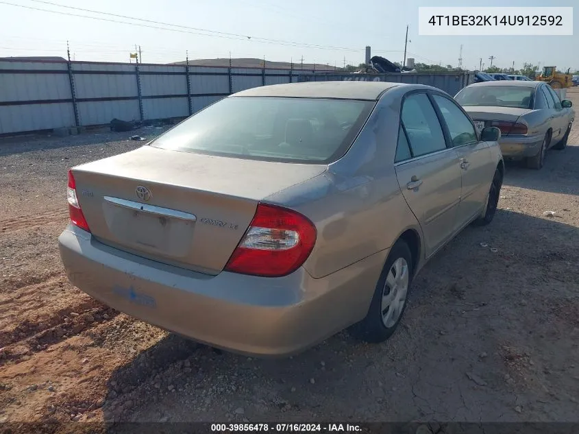 2004 Toyota Camry Le VIN: 4T1BE32K14U912592 Lot: 39856478