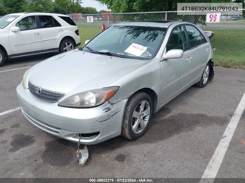 2004 Toyota Camry Se VIN: 4T1BE32K84U791043 Lot: 39922279