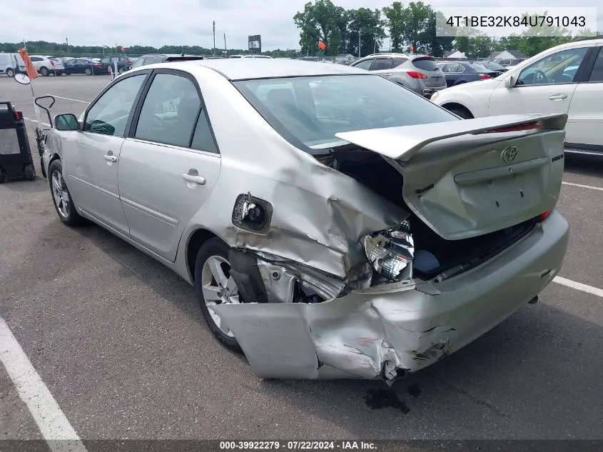 2004 Toyota Camry Se VIN: 4T1BE32K84U791043 Lot: 39922279