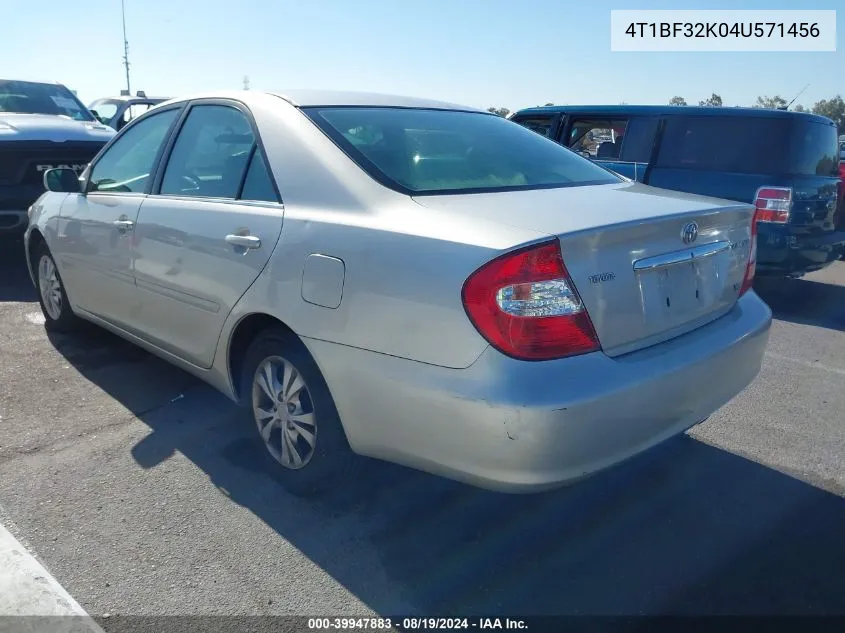 2004 Toyota Camry Le V6 VIN: 4T1BF32K04U571456 Lot: 39947883