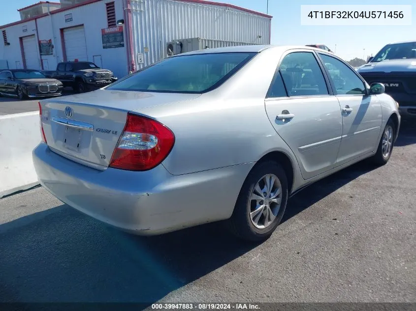 2004 Toyota Camry Le V6 VIN: 4T1BF32K04U571456 Lot: 39947883