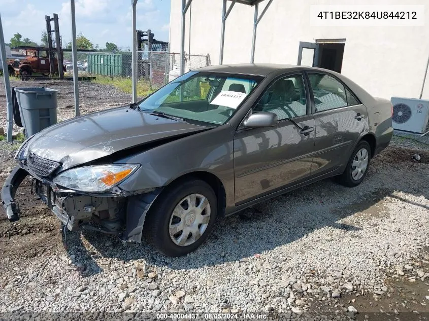 2004 Toyota Camry Le VIN: 4T1BE32K84U844212 Lot: 40004437