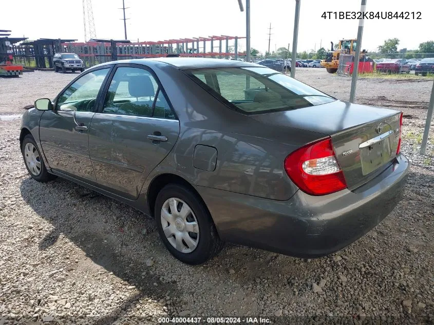 2004 Toyota Camry Le VIN: 4T1BE32K84U844212 Lot: 40004437