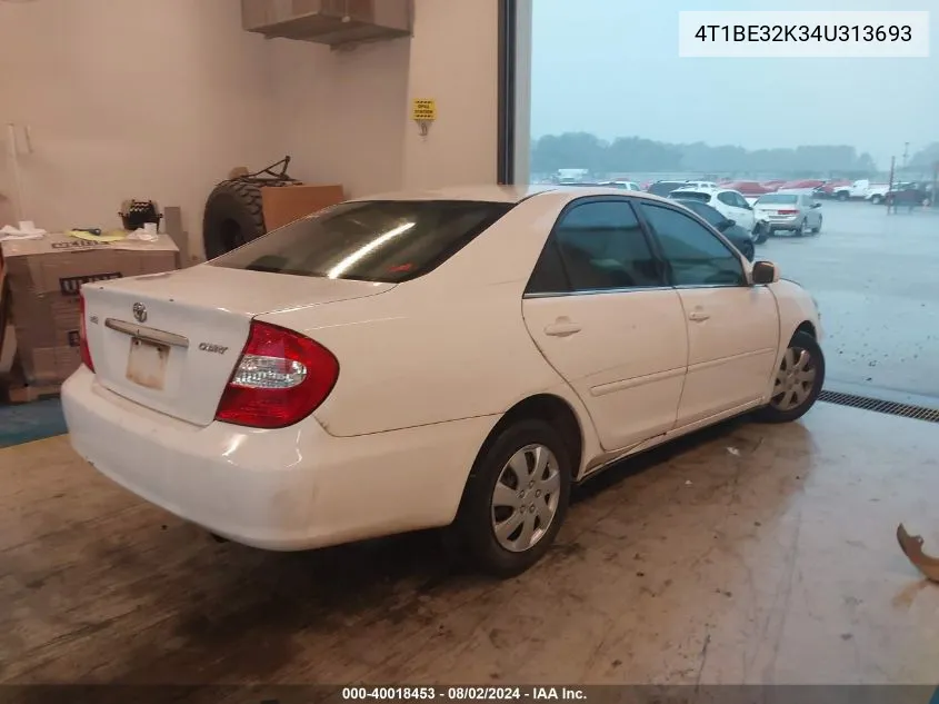 2004 Toyota Camry Le VIN: 4T1BE32K34U313693 Lot: 40018453