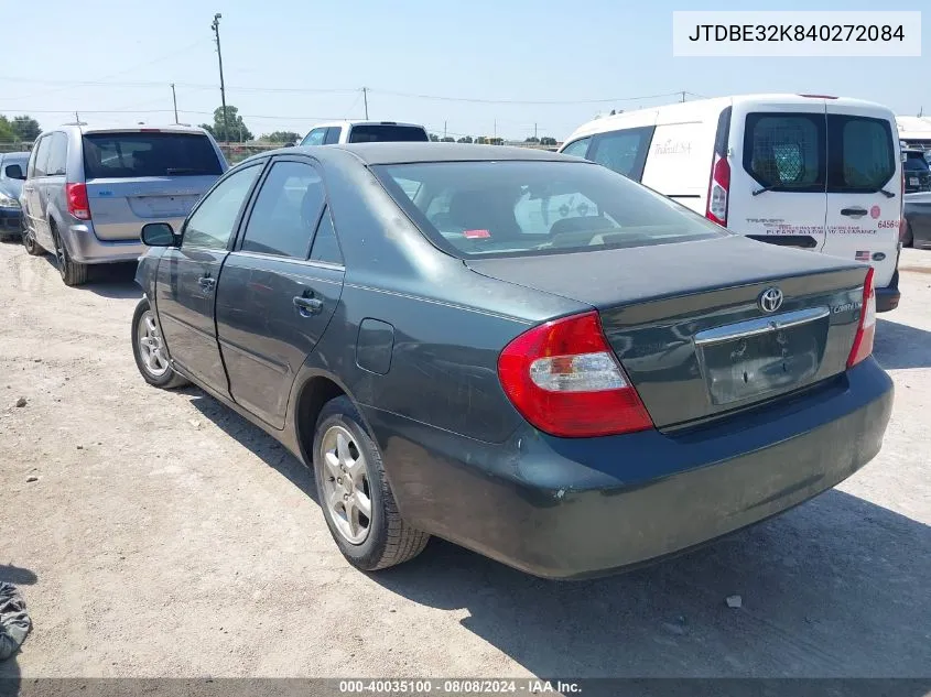 2004 Toyota Camry Le VIN: JTDBE32K840272084 Lot: 40035100