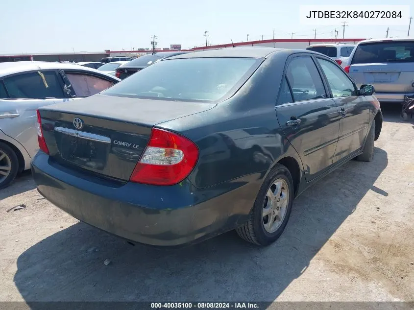 2004 Toyota Camry Le VIN: JTDBE32K840272084 Lot: 40035100