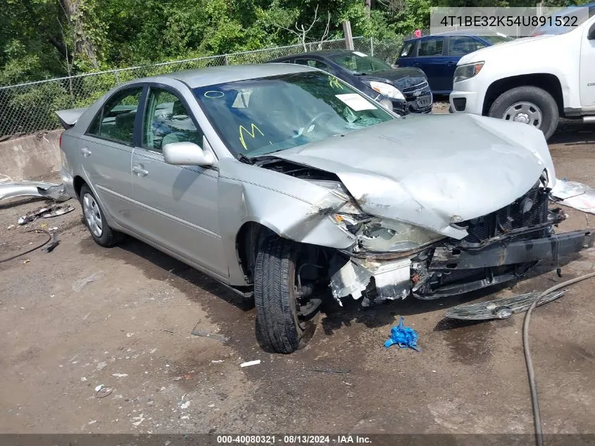 2004 Toyota Camry Le VIN: 4T1BE32K54U891522 Lot: 40080321