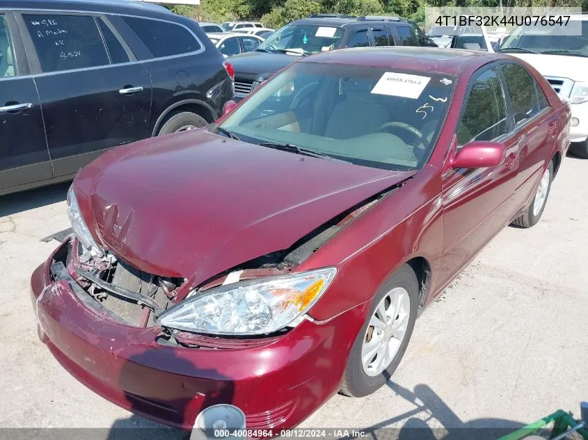 2004 Toyota Camry Le V6 VIN: 4T1BF32K44U076547 Lot: 40084964