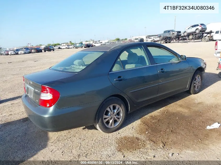 2004 Toyota Camry Le/Xle/Se VIN: 4T1BF32K34U080346 Lot: 40095130