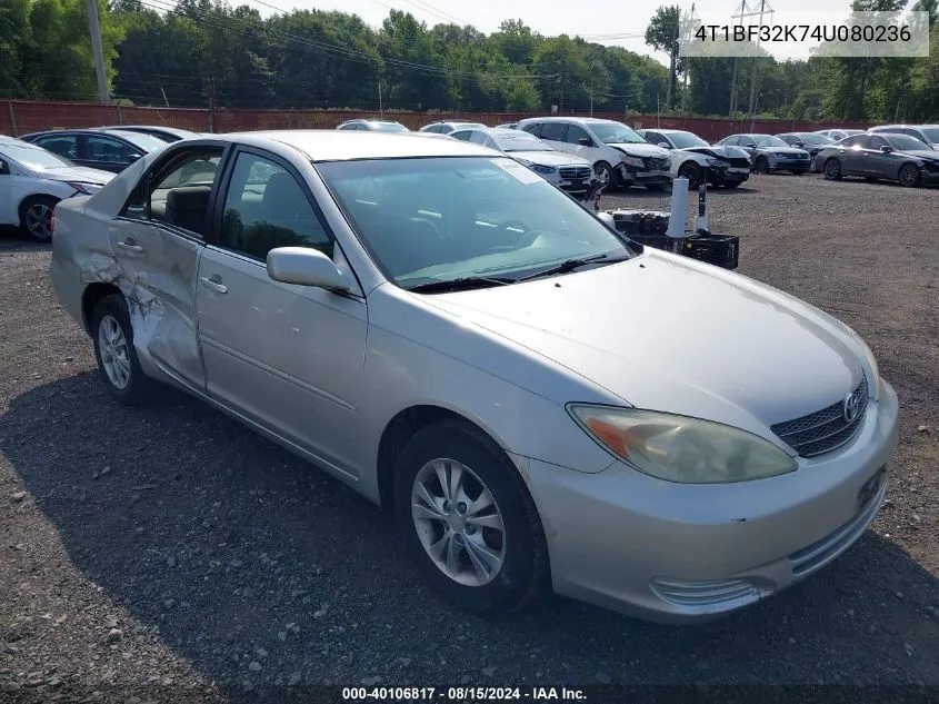 2004 Toyota Camry Le V6 VIN: 4T1BF32K74U080236 Lot: 40106817