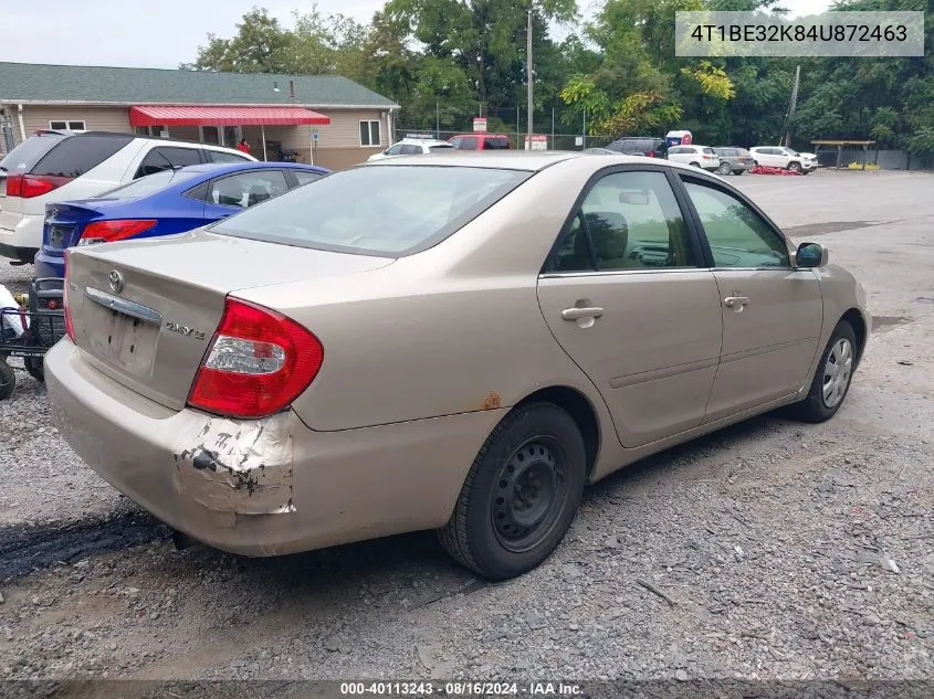 2004 Toyota Camry Le VIN: 4T1BE32K84U872463 Lot: 40113243