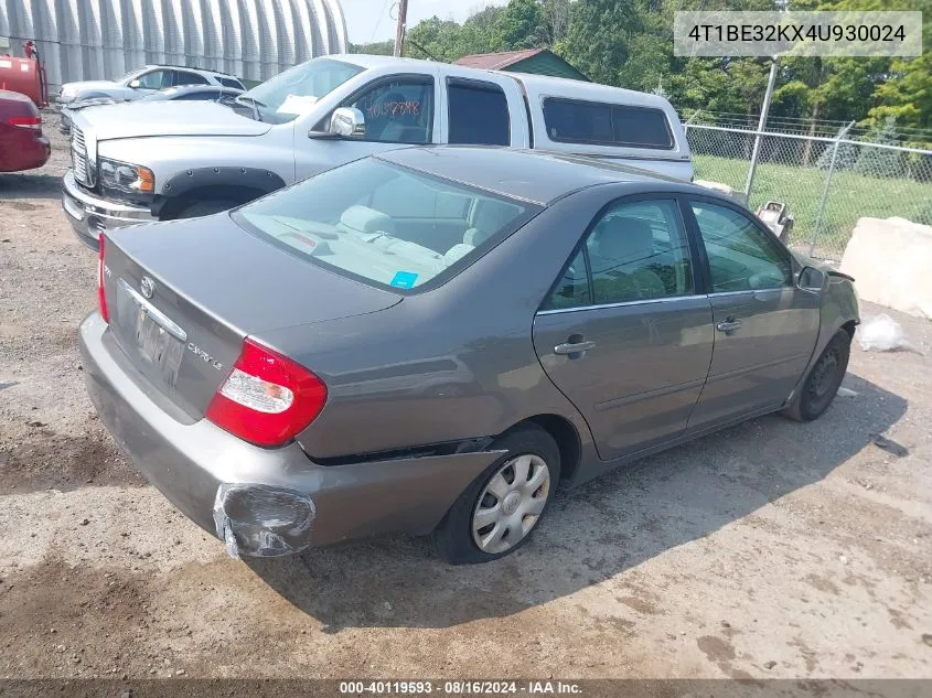 2004 Toyota Camry Le VIN: 4T1BE32KX4U930024 Lot: 40119593