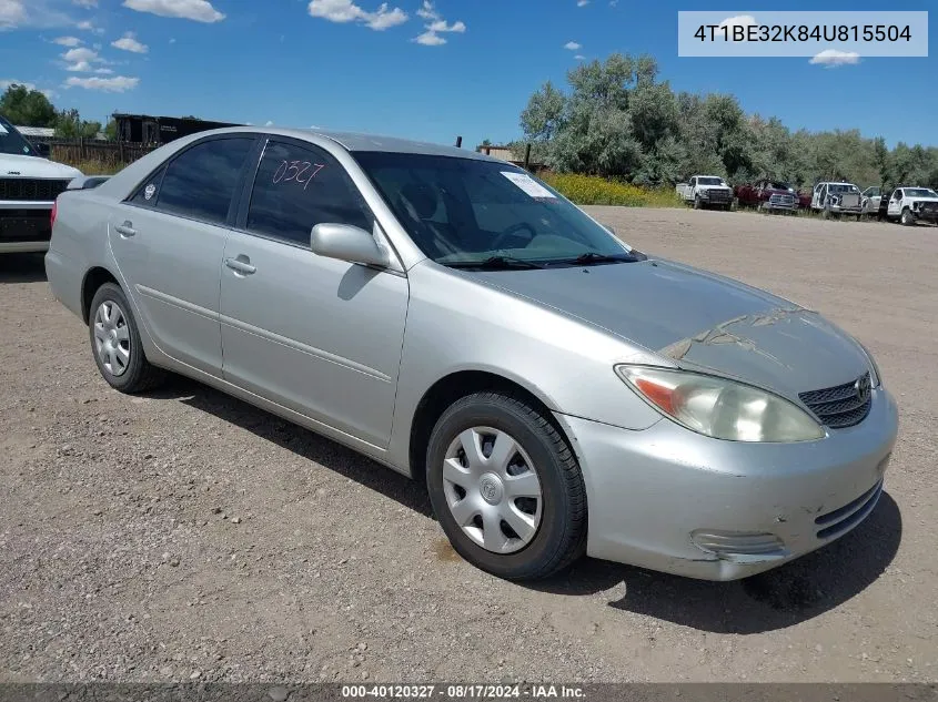 2004 Toyota Camry Le VIN: 4T1BE32K84U815504 Lot: 40120327