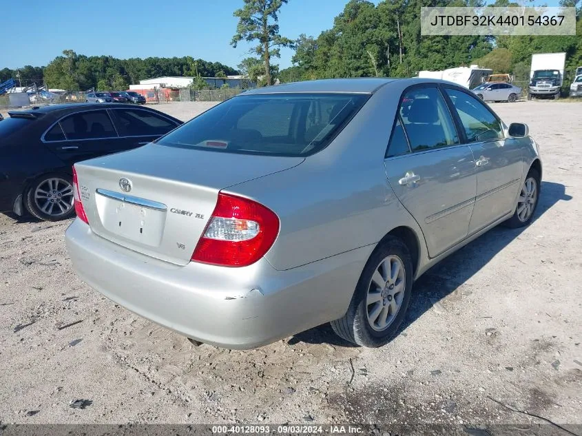 2004 Toyota Camry Xle V6 VIN: JTDBF32K440154367 Lot: 40128093