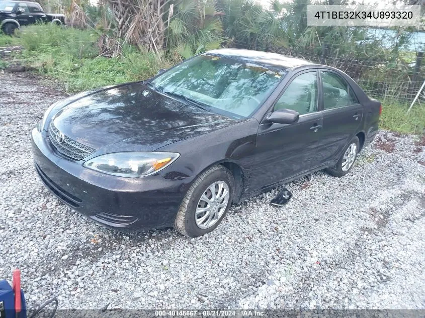 2004 Toyota Camry Le VIN: 4T1BE32K34U893320 Lot: 40148667