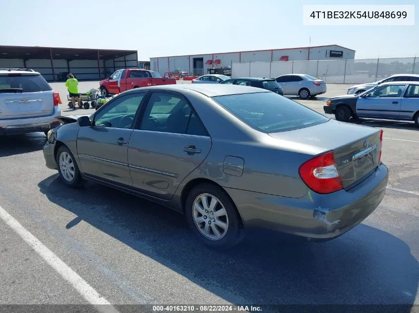 2004 Toyota Camry Xle VIN: 4T1BE32K54U848699 Lot: 40163210