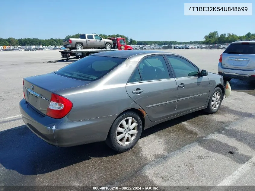 2004 Toyota Camry Xle VIN: 4T1BE32K54U848699 Lot: 40163210