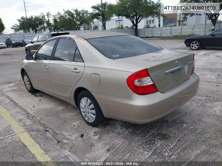 2004 Toyota Camry Le VIN: 4T1BE32K14U891503 Lot: 40163523