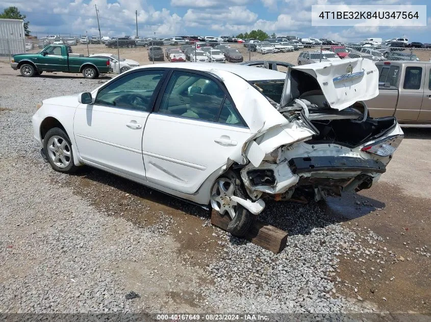 2004 Toyota Camry Le VIN: 4T1BE32K84U347564 Lot: 40167649