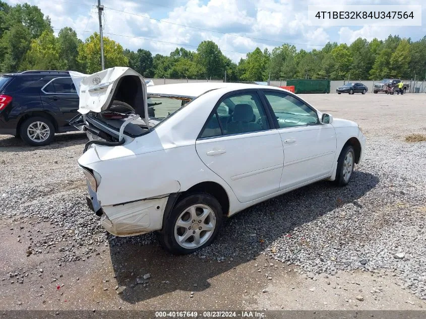 2004 Toyota Camry Le VIN: 4T1BE32K84U347564 Lot: 40167649