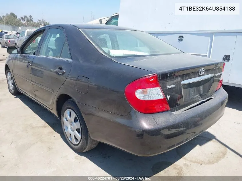 2004 Toyota Camry Le VIN: 4T1BE32K64U854138 Lot: 40224701