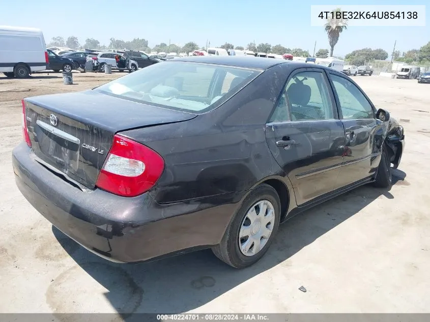 2004 Toyota Camry Le VIN: 4T1BE32K64U854138 Lot: 40224701