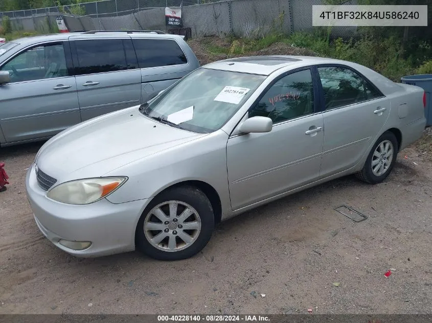 2004 Toyota Camry Xle V6 VIN: 4T1BF32K84U586240 Lot: 40228140