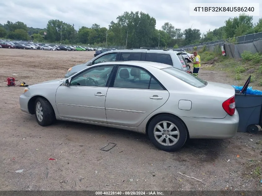 2004 Toyota Camry Xle V6 VIN: 4T1BF32K84U586240 Lot: 40228140