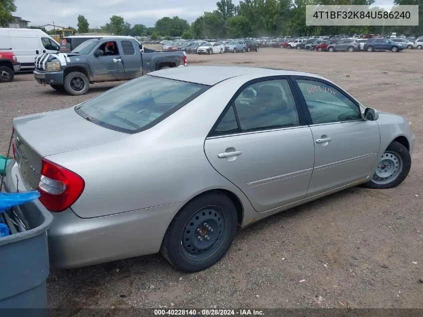 2004 Toyota Camry Xle V6 VIN: 4T1BF32K84U586240 Lot: 40228140