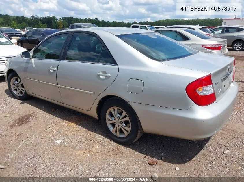 2004 Toyota Camry Le V6 VIN: 4T1BF32K14U578917 Lot: 40248568