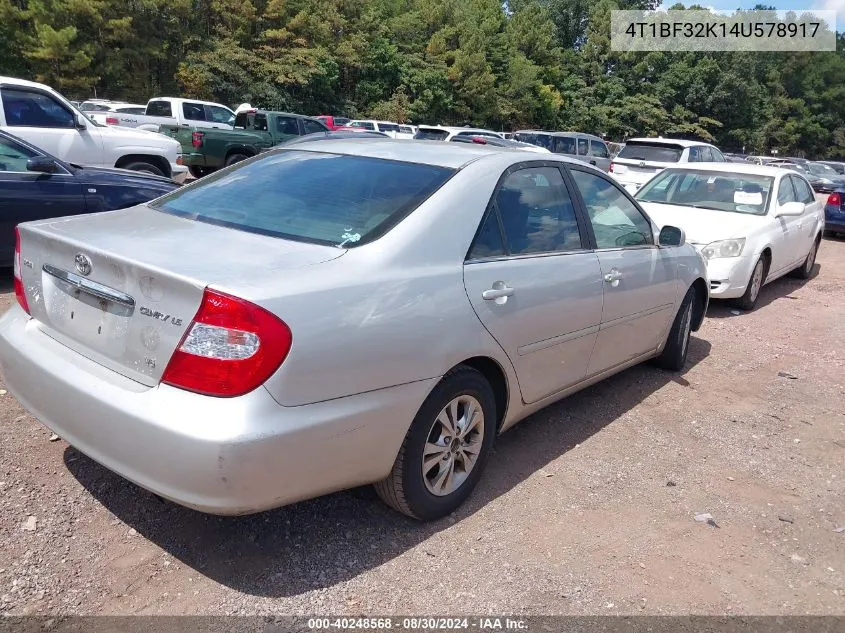 4T1BF32K14U578917 2004 Toyota Camry Le V6