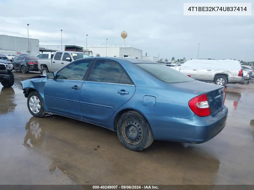 2004 Toyota Camry Le VIN: 4T1BE32K74U837414 Lot: 40249007