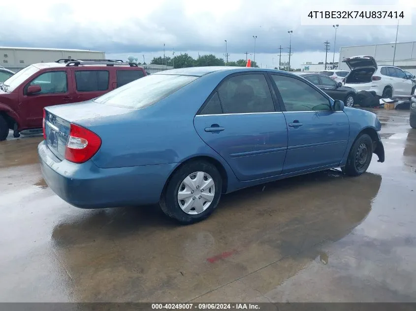 2004 Toyota Camry Le VIN: 4T1BE32K74U837414 Lot: 40249007