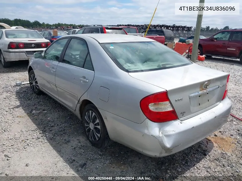 2004 Toyota Camry Le VIN: 4T1BE32K34U836096 Lot: 40250448